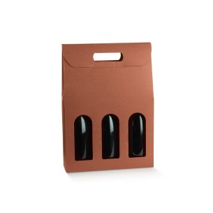 Scatola porta 3 bottiglia colore Marrone SETA CORTEN  27 x 9 x h 38,5 cm set 30 pz art 39113