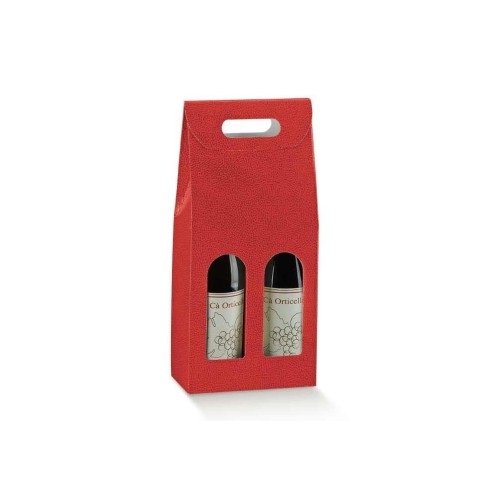 Scatola porta 2 bottiglia colore PELLE ROSSO 18 x 9 x h 38,5 cm set 30 pz art 37694