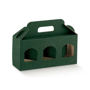 Scatola porta Vasetti 3 scomparti bar o negozi Colore SETA VERDE mis 31 x 10 x h 9  cm Confezione 50 pz Art 30788