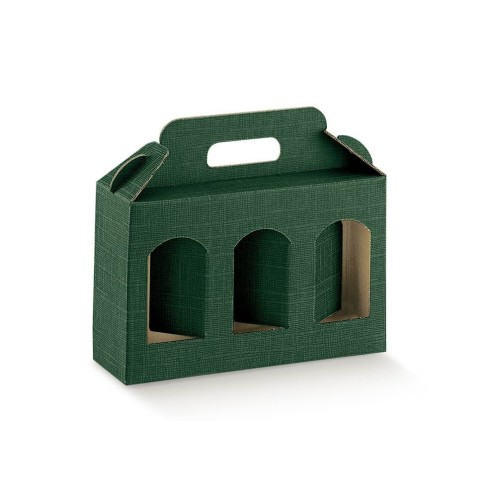 Scatola porta Vasetti 3 scomparti bar o negozi Colore SETA VERDE mis 19 x 6 x h 12  cm Confezione 100 pz Art 30783