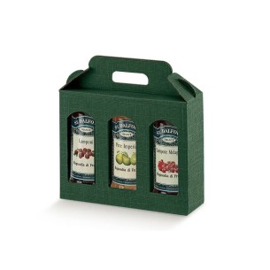 Scatola porta Vasetti 3 scomparti bar o negozi Colore SETA VERDE mis 19 x 6 x h 15  cm Confezione 100 pz Art 30784