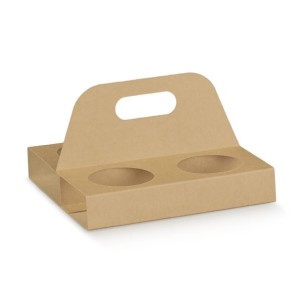 Scatola vassoio in cartone porta  4 Bicchieri da Caffè TAKE AWAY 15,5 x 13 x h 2,5 cm Confezione 200 pz Art 38684