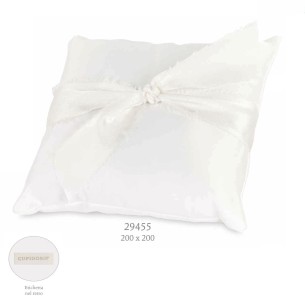 Cuscino Fedi Matrimonio Anniversario in RASO Avorio con Nastro 20 x h 20 cm art 29455