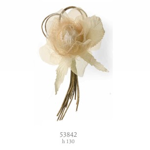 Fiore Decorazione Bomboniera in tessuto Colore Beige h 13 cm confezione 144 pz art 53842