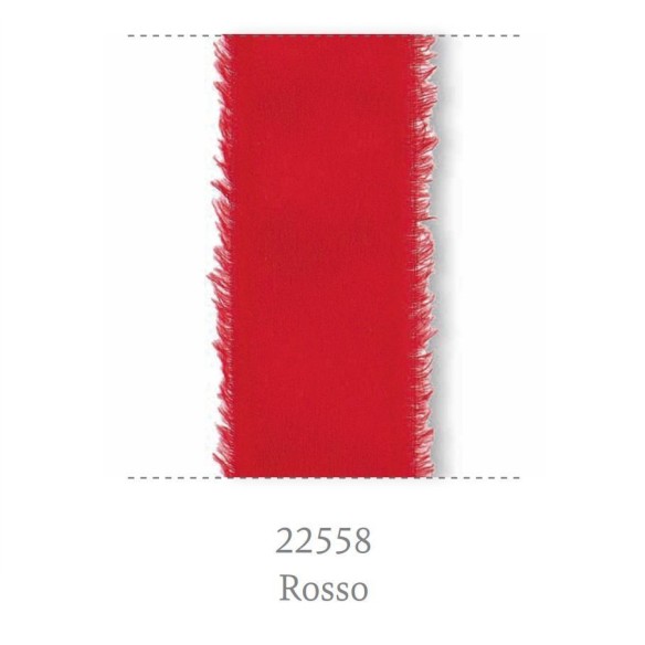 Nastro doppio RASO Sfrangiato Larghezza 4 cm rotolo bobina da 25 mt Colore  ROSSO fai da