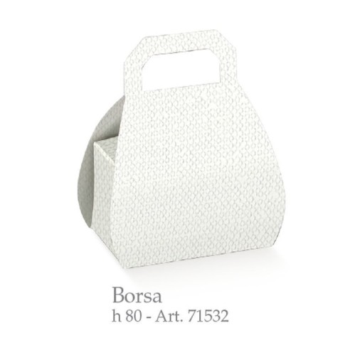 Scatola Confetti tipo Borsa LINO BIANCO h 8 cm confezione 20 pz art 71532