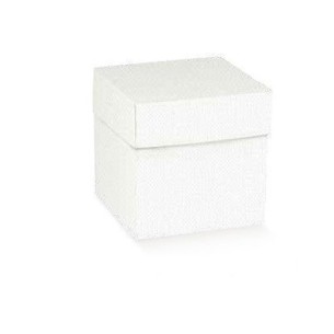 Scatola bomboniera tipo Lino Bianco Fondo e coperchio 5 x 5 x h 5 cm 20 pz art 71550