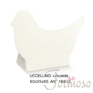 Scatola uccellino bianco porta confetti bomboniera 60x35x90mm 20 pz art 16912