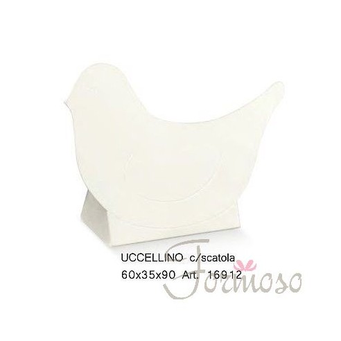 Scatola uccellino bianco porta confetti bomboniera 60x35x90mm 20 pz art 16912