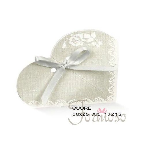 Scatola cuore modello rose porta confetti bomboniera 5 x 2,5 cm 27 pz art 17215