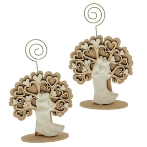 Bomboniera Porta foto con inserto Albero della vita legno e SPOSI e INNAMORATI in gesso h 11 cm confezione 6 pz art SC616