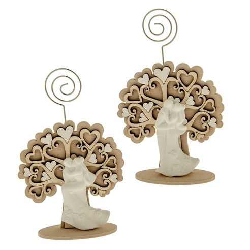 Bomboniera Porta foto con inserto Albero della vita legno e SPOSI e INNAMORATI in gesso h 11 cm confezione 6 pz art SC616