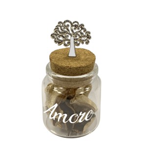 Bomboniera Barattolo vetro confetti inserto Albero della Vita Matrimonio Wedding  h 8 cm Conf 6 pezzi pz art 12A020